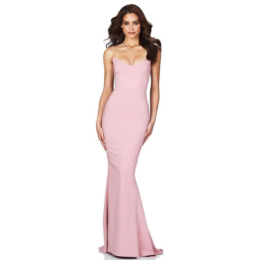 Nwt Nookie Diamond Strapless Gown In Dusty Rose - Small